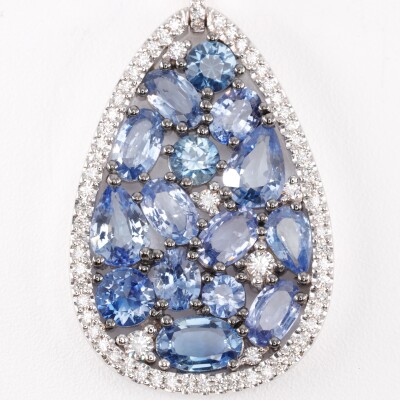 Collier or blanc diamants & saphirs bleus collection Mosaïque