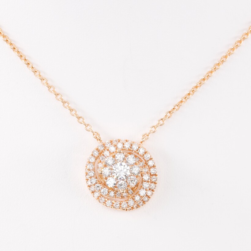 Collier petit tourbillon en or rose et diamants