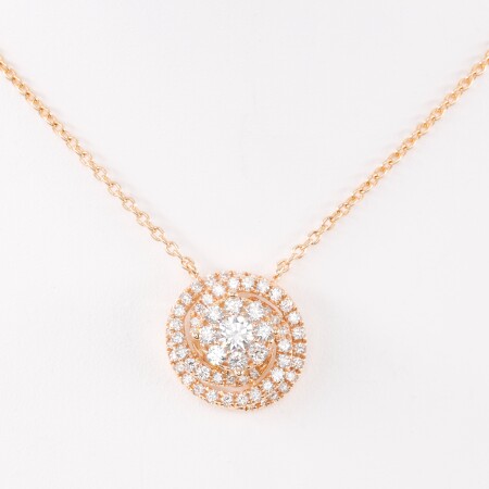 Collier petit tourbillon en or rose et diamants