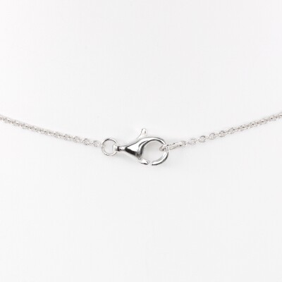 Pendentif or blanc articulé 3 gouttes entrelacées serties de diamants sur chaine en or blanc