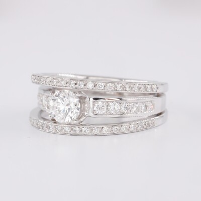 Bague Florentine or blanc & diamants