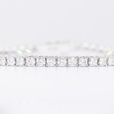 Bracelet Rivière or blanc & diamants 3.8ct