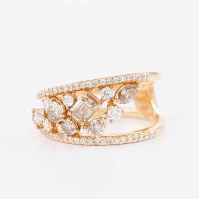 Bague Automne or rose & diamants 