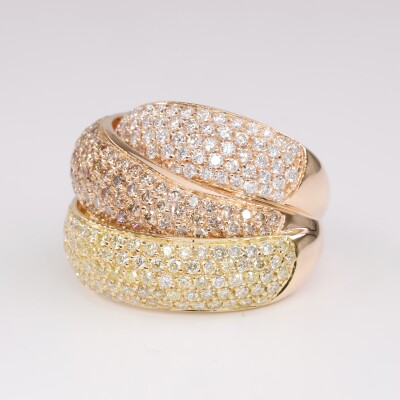 Jonc Sparkles 3 arches or rose & diamants 