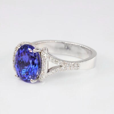 Bague Divine or blanc, tanzanite & diamants