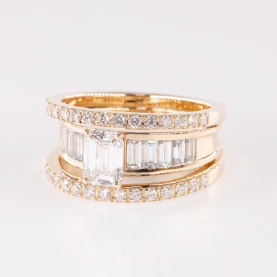 Bague Florentine or rose & diamants