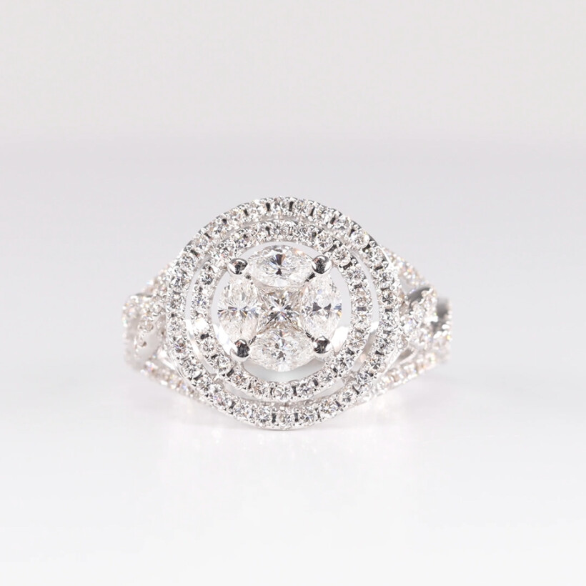 Bague en or blanc multi Diamants inspiration Belle Epoque