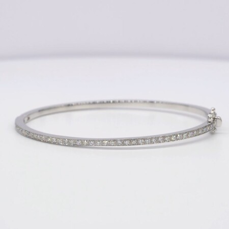 Bracelet jonc articulé or blanc & diamants 0.73 ct