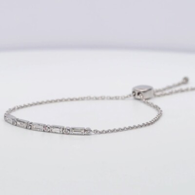 Bracelet souple or blanc & diamants