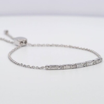 Bracelet souple or blanc & diamants