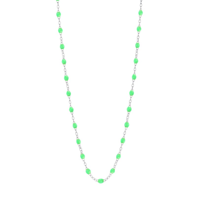 Collier classique gigi en or blanc et résine vert fluo