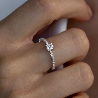 Solitaire Eve or blanc & diamants