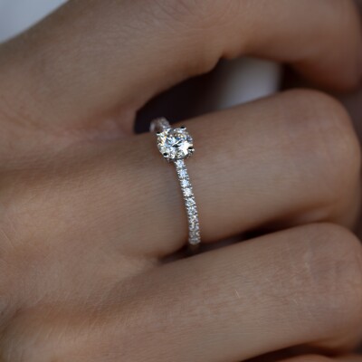 Solitaire Eve or blanc & diamants