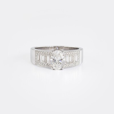 Bague 1930 or blanc & diamants