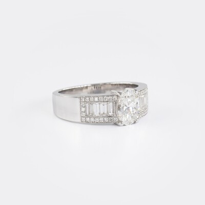 Bague 1930 or blanc & diamants