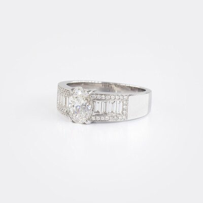 Bague 1930 or blanc & diamants