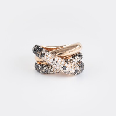Bague Crépuscule liens croisés, or rose & diamants