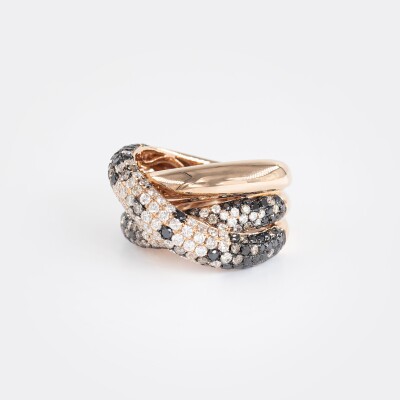 Bague Crépuscule 3 arches or rose & diamants