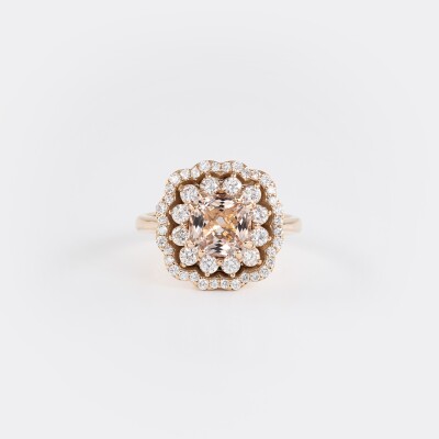 Bague Chambord or rose, morganite & diamants