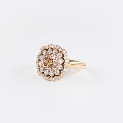 Bague Chambord or rose, morganite & diamants