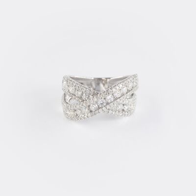 Bague Chantilly liens croisés, or blanc & diamants