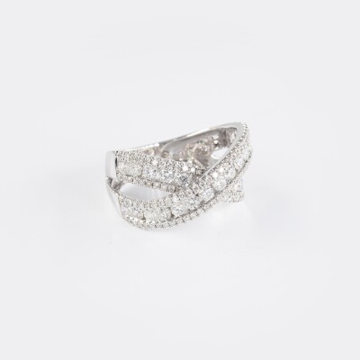 Bague Chantilly liens croisés or blanc & diamants