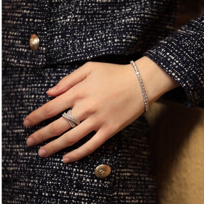 Bague Chantilly liens croisés or blanc & diamants