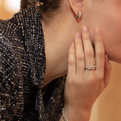 Bague Chantilly or blanc & diamants