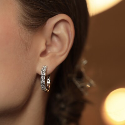 Créoles Chantilly or blanc & diamants