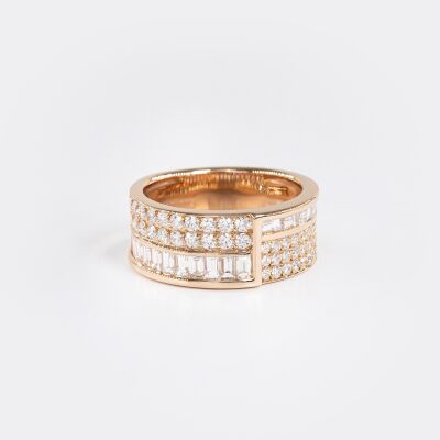 Bague Manhattan or rose & diamants