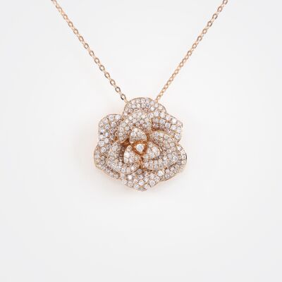 Collier Rosalba or rose & diamants