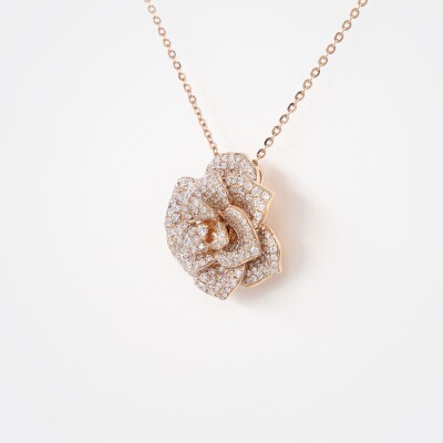 Collier Rosalba or rose & diamants