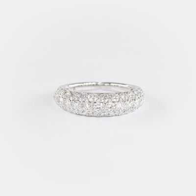 Bague jonc Sparkles or blanc & diamants