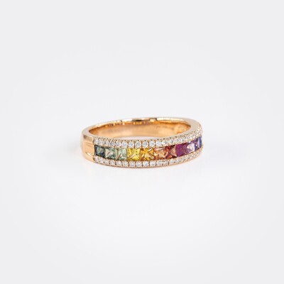 Alliance Rainbow or rose & saphirs multicolores