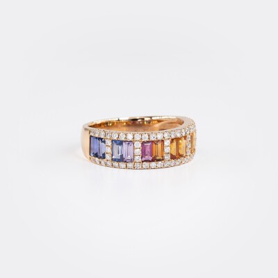 Alliance Rainbow or rose & saphirs multicolores