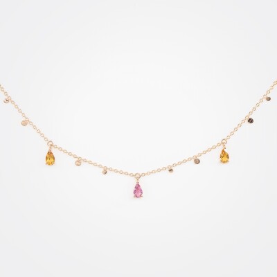 Collier India or rose & pierres fines vue 7