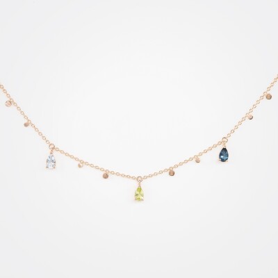 Collier India or rose & pierres fines