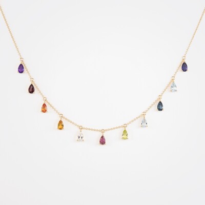 Collier India or jaune & pierres fines