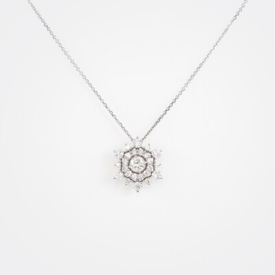 Collier Flocon or blanc & diamants