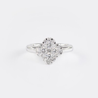 Bague La Dame de Trèfle or blanc & diamants