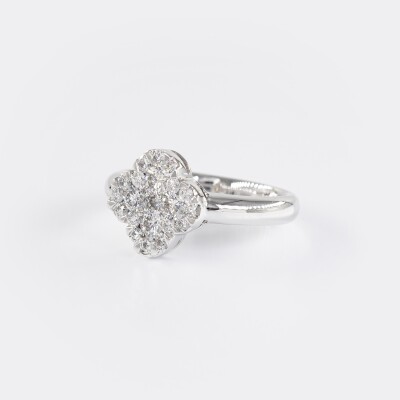 Bague Dame de Trèfle or blanc & diamants