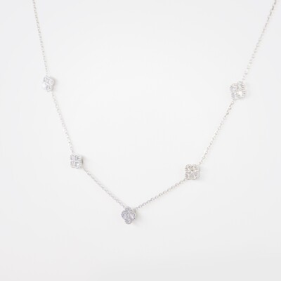 Collier Dame de Trèfle or blanc & diamants