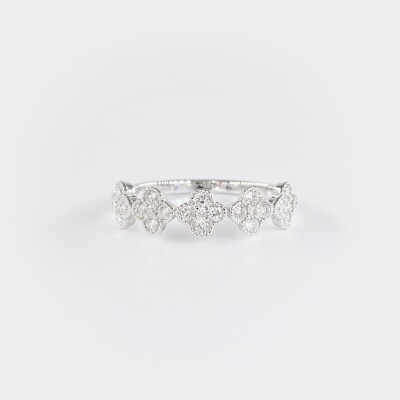 Bague La Dame de Trèfle or blanc & diamants
