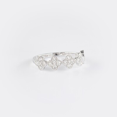 Bague Dame de Trèfle or blanc & diamants
