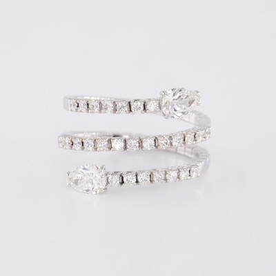 Bague ouverte or blanc et diamants