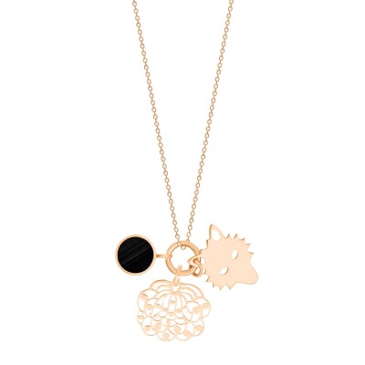 Collier Ginette NY TWENTY en or rose et onyx