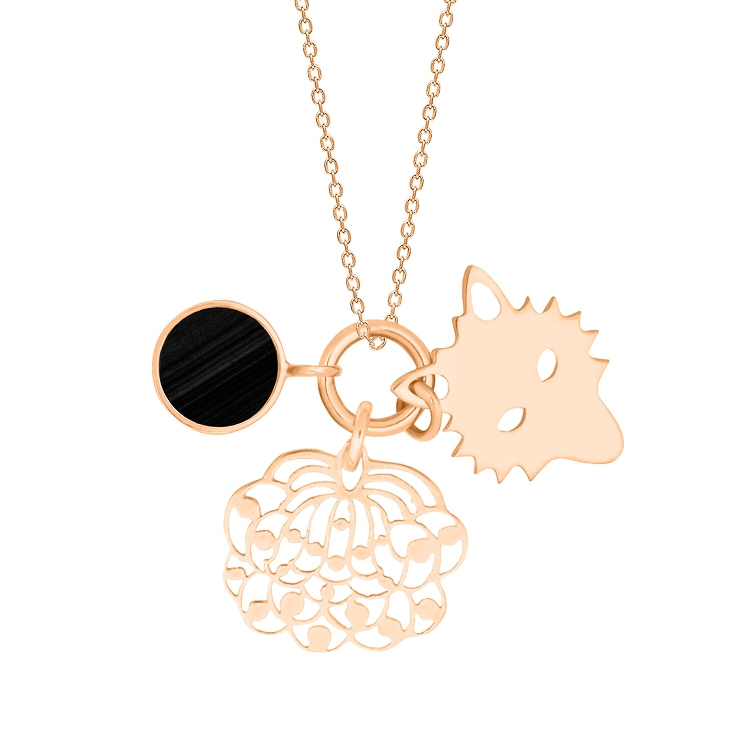 Collier Ginette NY TWENTY en or rose et onyx vue 2