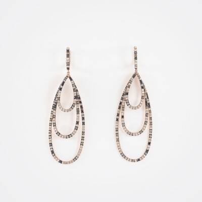 Boucles d'oreilles Crépuscule or rose & diamants