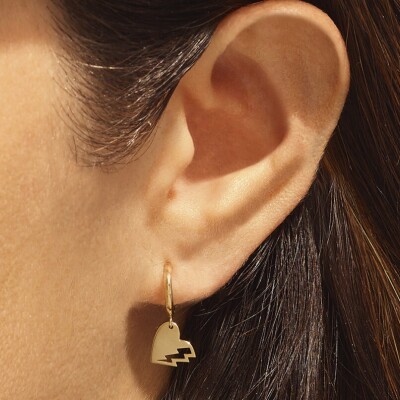 Mono boucle d'oreille Akillis LoveTag en or jaune