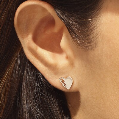 Mono boucle d'oreille Akillis LoveTag en or blanc